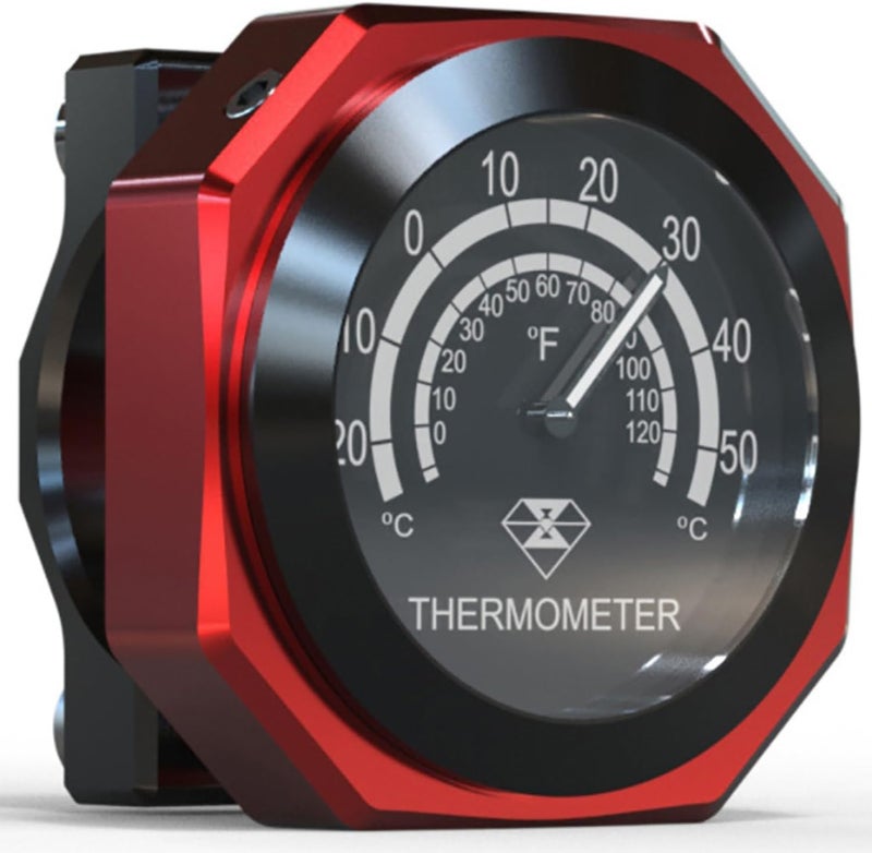 RAGBUSCLE Handlebar Mount 0.87-1.1 inch, 22-28mm Motorcycle Temperature Gauge, Compatible with Harley Davidson Compatible with Honda, Universal Motorcycle Handlebar Thermometer Digital Meter, Red - Image 1